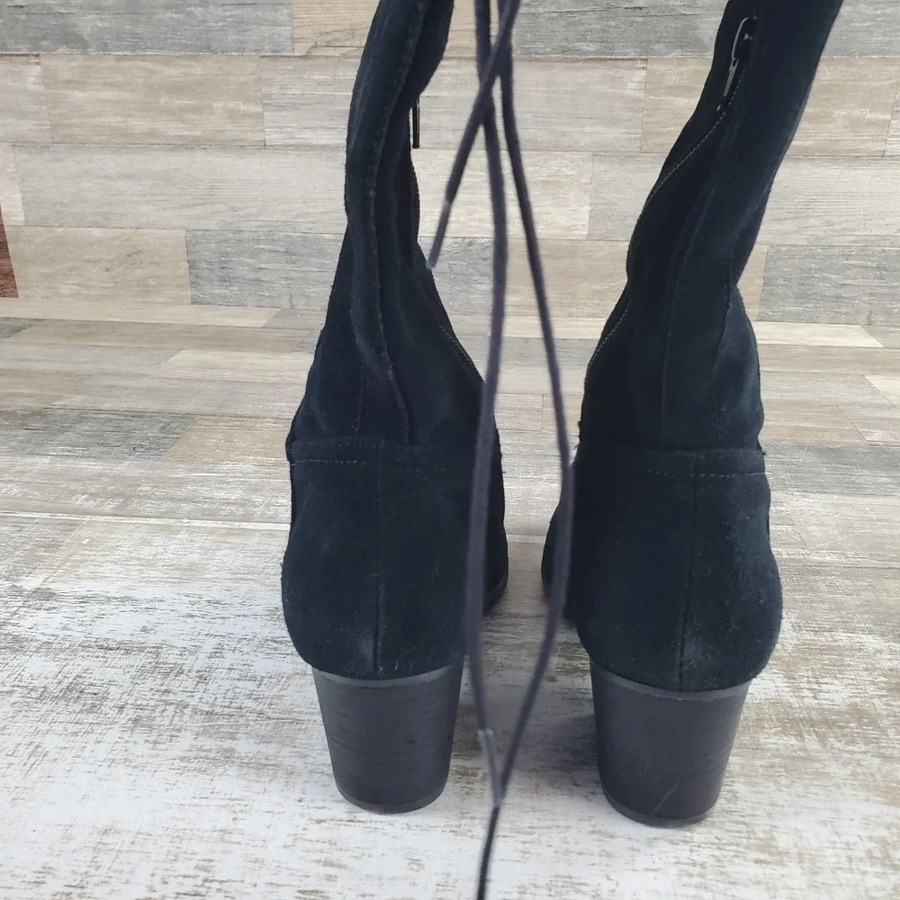 ALDO Nathalee Womens Over The Knee Boots Sz 9 Black Suede Side Zip Block Heel